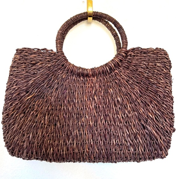 Handbags - Woven Straw Handbag Purse Brown Summer Beach Boho